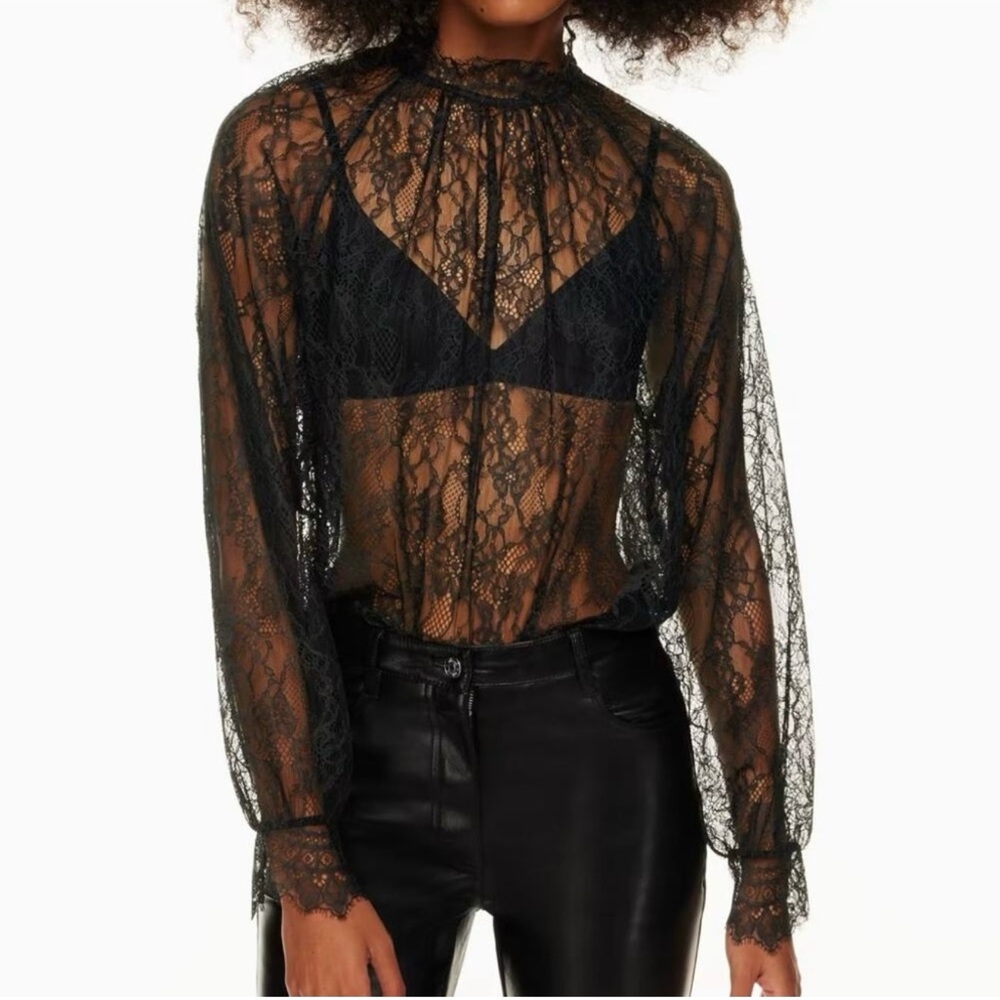 Wilfred Black Lace Sheer Blouse